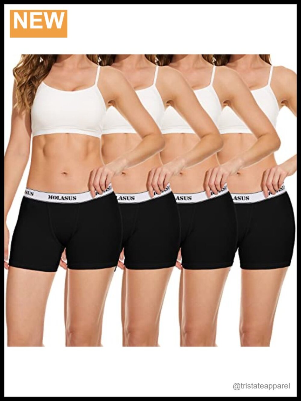 Women's Cotton Boxer Briefs Boy Shorts Underwear 4 Pack Mid Rise Solid